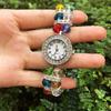 Women's Trendy Colorful Thousand Flower Bracelet Watch with Diamond Inlays