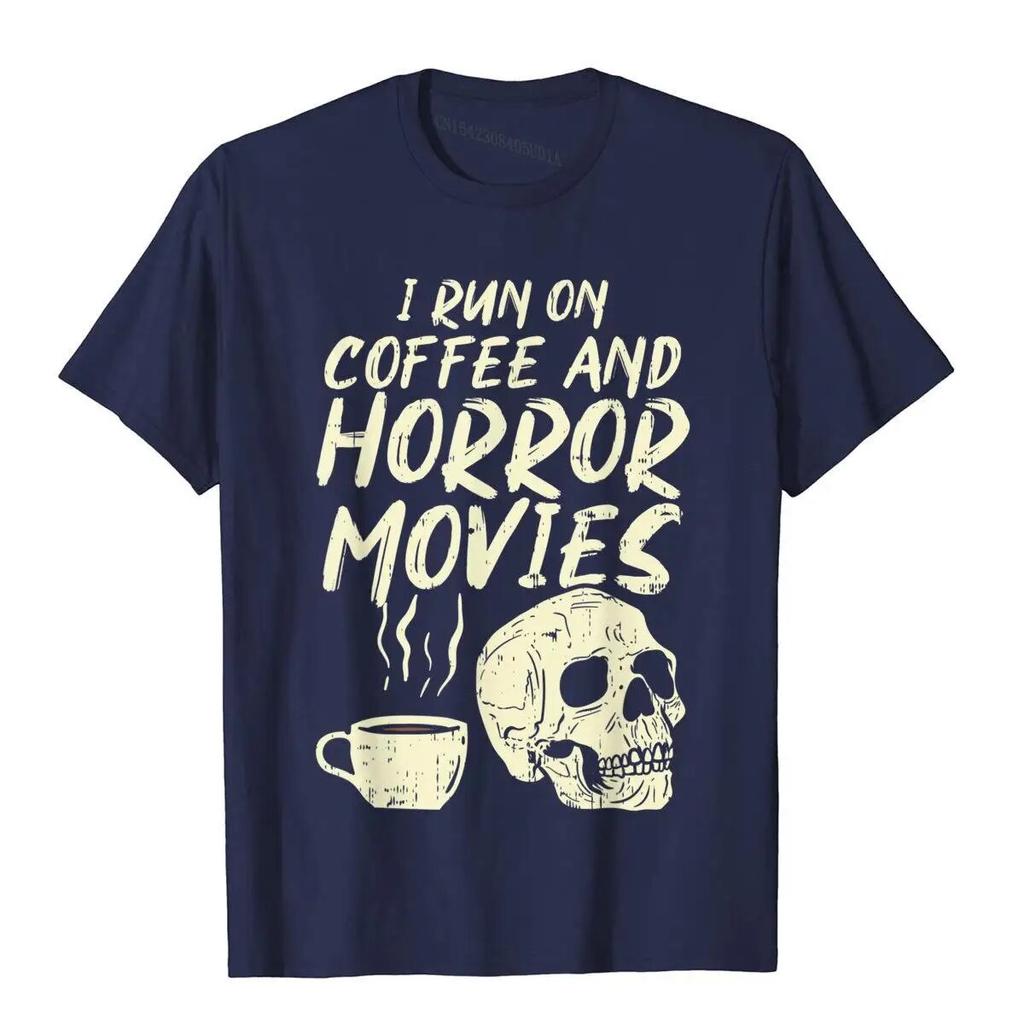 I Run Coffee Hororové filmy Lebka Skeleton Zábava Halloween 2020 Tričko Bavlna Unisex Trička Outdoor Tops & Trička Faddish Preppy