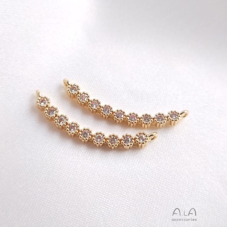 14K Gold-Filled Semicircle C-Shape Pendant with Double Holes for DIY Earrings, Bracelets, and Necklaces.
