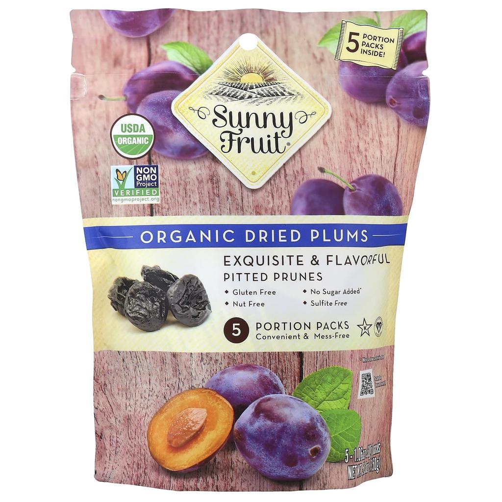 Sunny Fruit, Organic Dried Prunes, 5-Serving Pack, 30g (1.06oz) Each