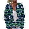 Women's Christmas Print Knit Cardigan Button Front Long Sleeve Sweater Coat for Holiday
