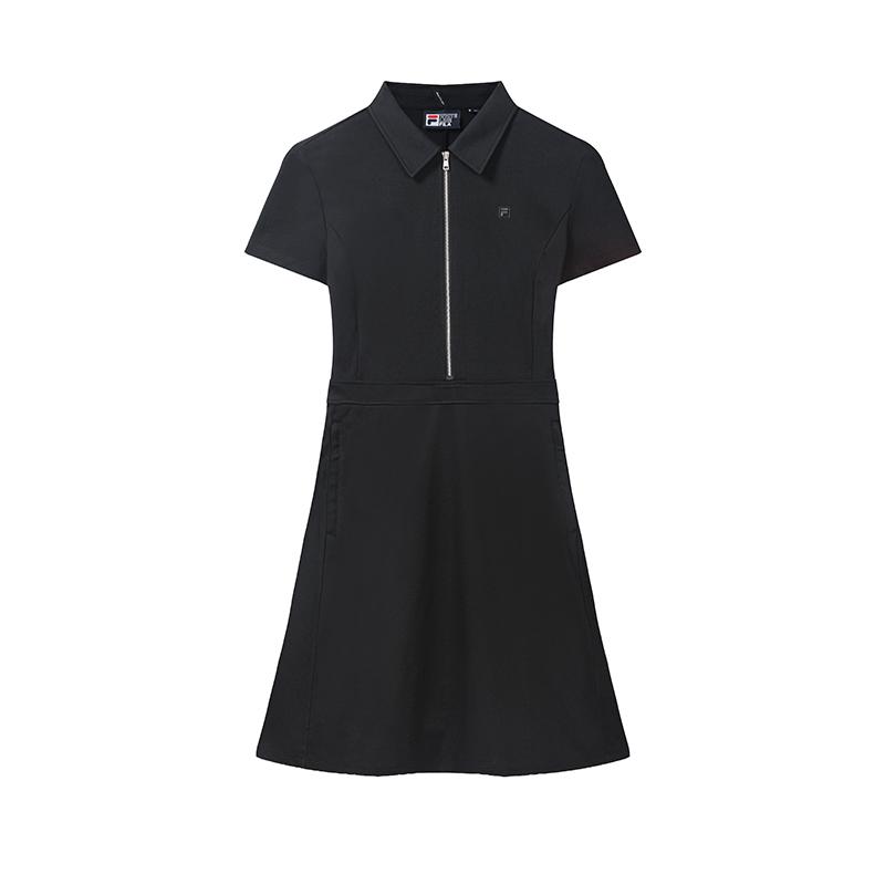 FILA White Trendy Minimalist Fashion Versatile Short Sleeve Dress Women dresses F11W633310FBK L
