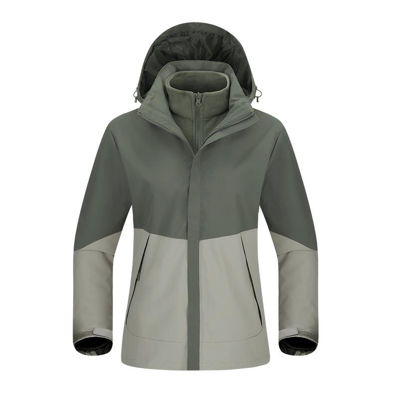 Silver Fox Velvet Liner Three-in-one Jacket for Men and Women Outdoor Windproof Waterproof Camping Warm Two-piece Jacket