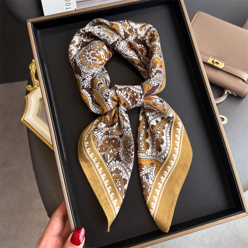 Luxury Brand Linen-Cotton Print Square Scarf Women Neck Tie Female Hair Bandana Headkerchief Shawl Wrap Hijab Echarpe