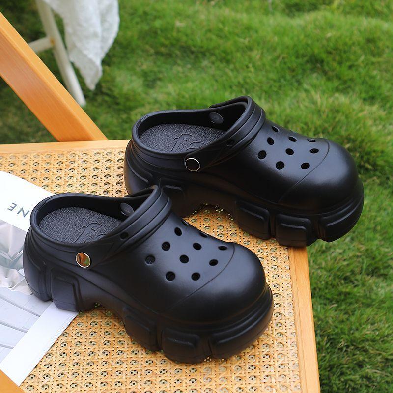 

Женская обувь для сада, летние уличные водонепроницаемые тапочки на платформе, пляжные шлепанцы, женские сандалии с каблуком 7 см на подошве 36-37