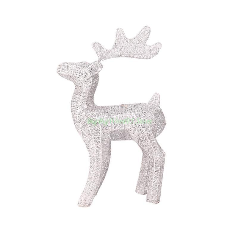 

24TE Christmas Deer Pull Car Ornament Glowing Led Landscape Light Crafts for Outdoor Garden Yard Lawn Decoration Art Gift 40cm серебряный