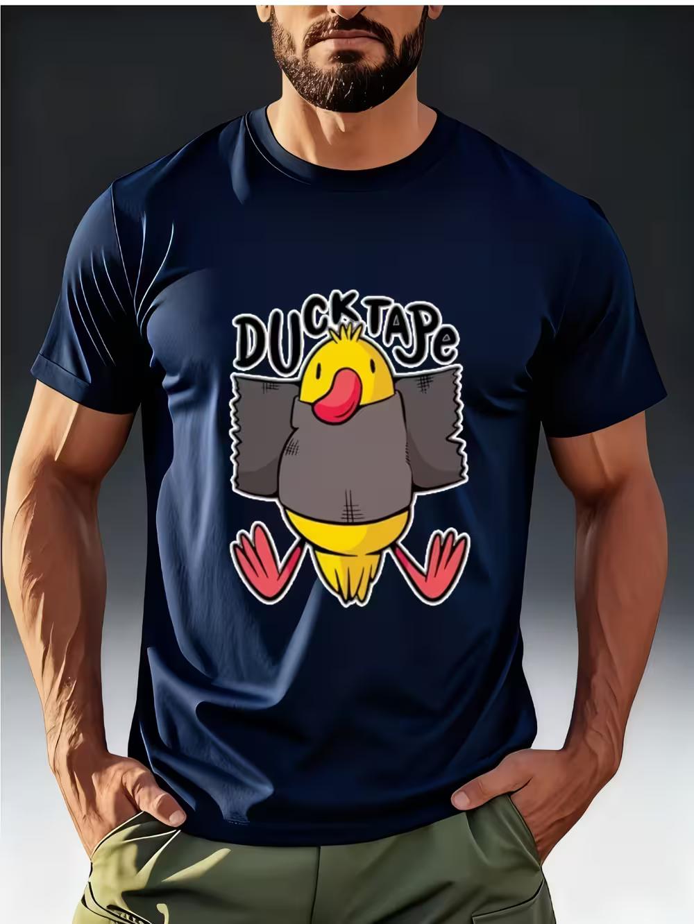 Men S Fun And Trendy T-Shirt Featuring a  DUCK TAPE  Print with a Quirky Little Yellow Duck Design S