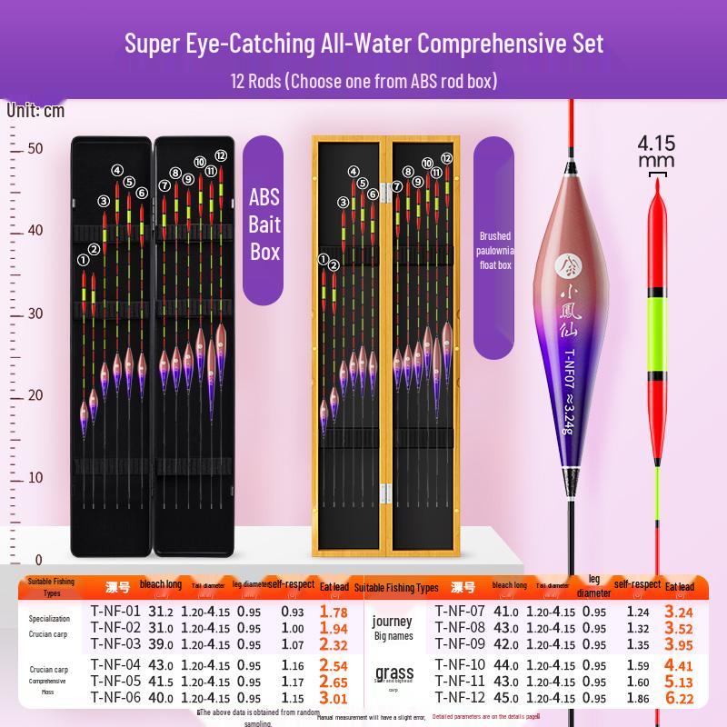 High-Sensitivity Nano Fishing Float Set with Box - Eye-Catching Thickened Crucian Carp Floats