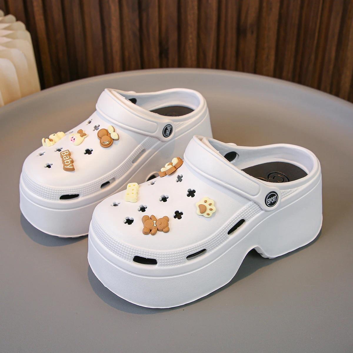 

мода Модные сандалии Diy на толстой платформе для женщин 2024 года, летние пляжные тапочки с толстой подошвой, женские нескользящие тапочки для сада на открытом воздухе 35-36