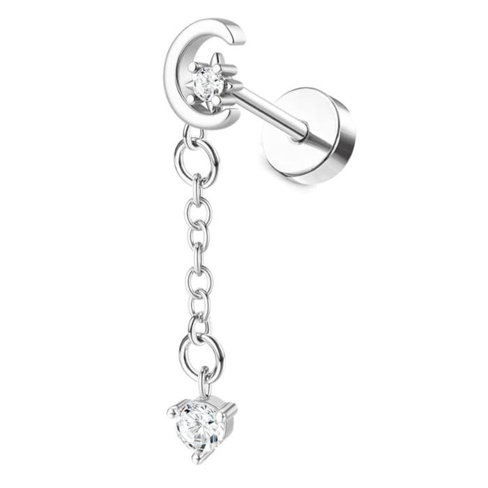 Bobisty Surgical Steel Flat Back Earrings for Women Helix Stud Hoop Earrings Cartilage Earrings Tragus Helix Piercing Jewelry