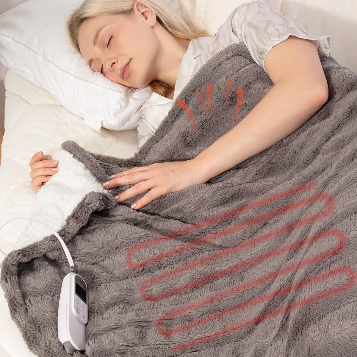 

Электрический подогреваемый плед, подогреваемый плед с 10 уровнями нагрева и автоматическим выключением через 3 часа, можно стирать в стиральной машине, сертифицирован Etl&Fcc 50x60in серый