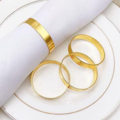 12Pcs Golden Napkin Rings Metal Circle Design Napkin Holders Buckles Family Dinner Wedding Party Table Decoration