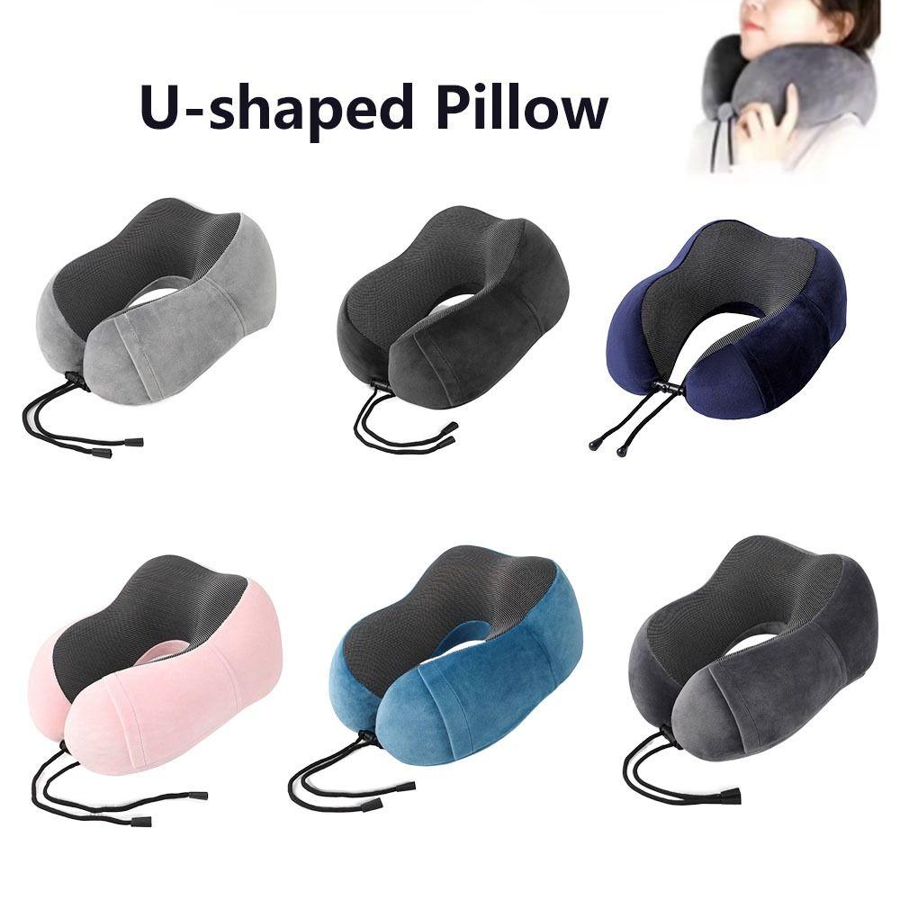 Lightweight U Shaped Neck Pillow with Storage Bag Airplane Neckrest Pad  Head Neck Support