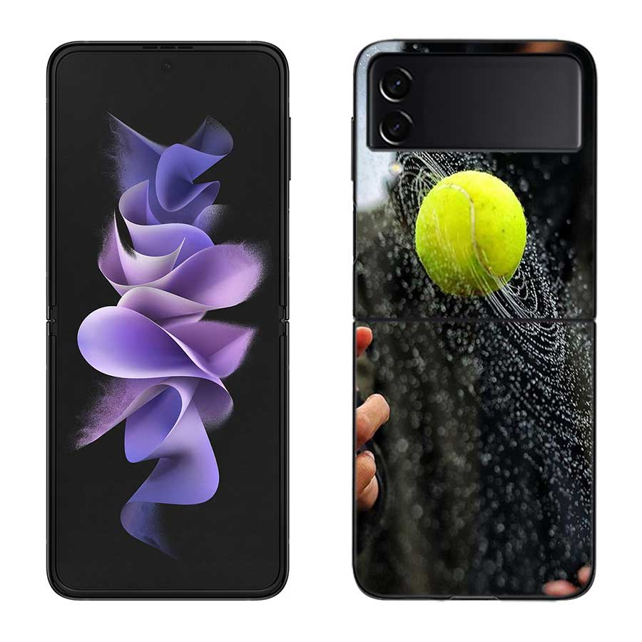 Tennis Racket Tennis Ball Phone Case For Samsung Z Flip 7 6 5G Galaxy Z Flip 5 4 3 Black Hard Cell Cover Luxury PC Shell Coque