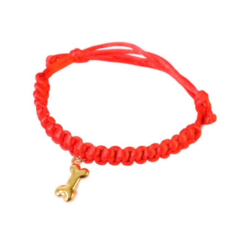 Chinese Style Red Rope Braided Cat Collar Adjustable Fortune Bell Cat Collar  For Cats Puppy