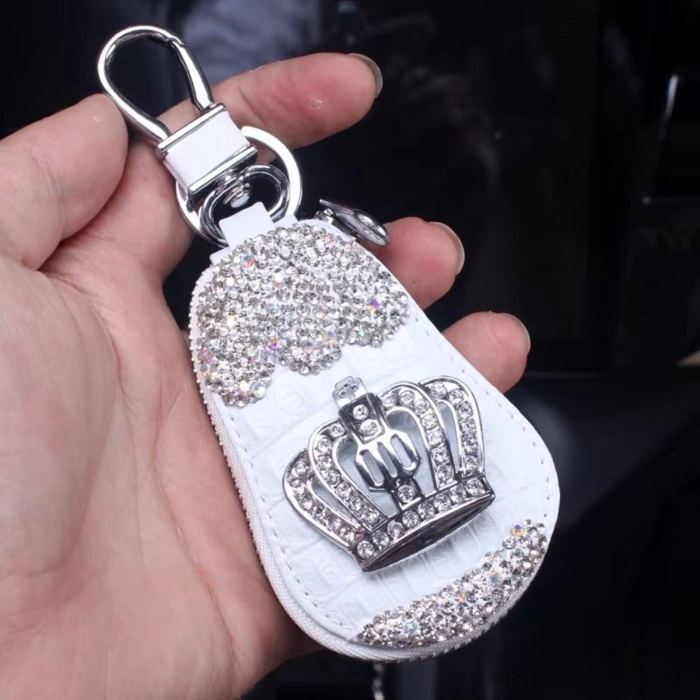 Metal Hook Car Key Case Crystal Rhinestone Keychain Accessories  Key Storage Solution