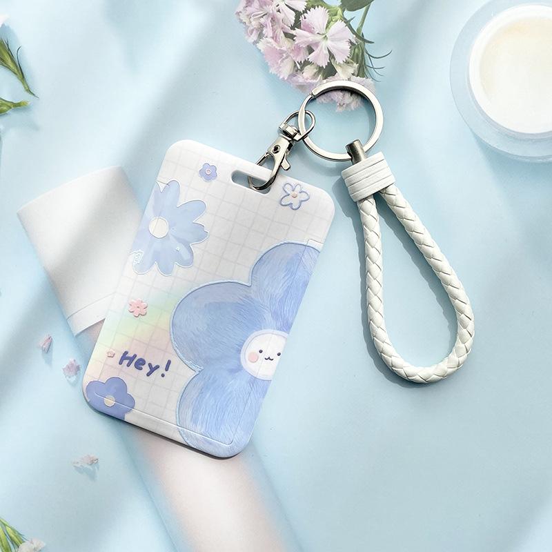 

Ins свежий креативный синий цветок слайдер чехол для студенческой карты питания автобус метро IC ID карта защитный чехол