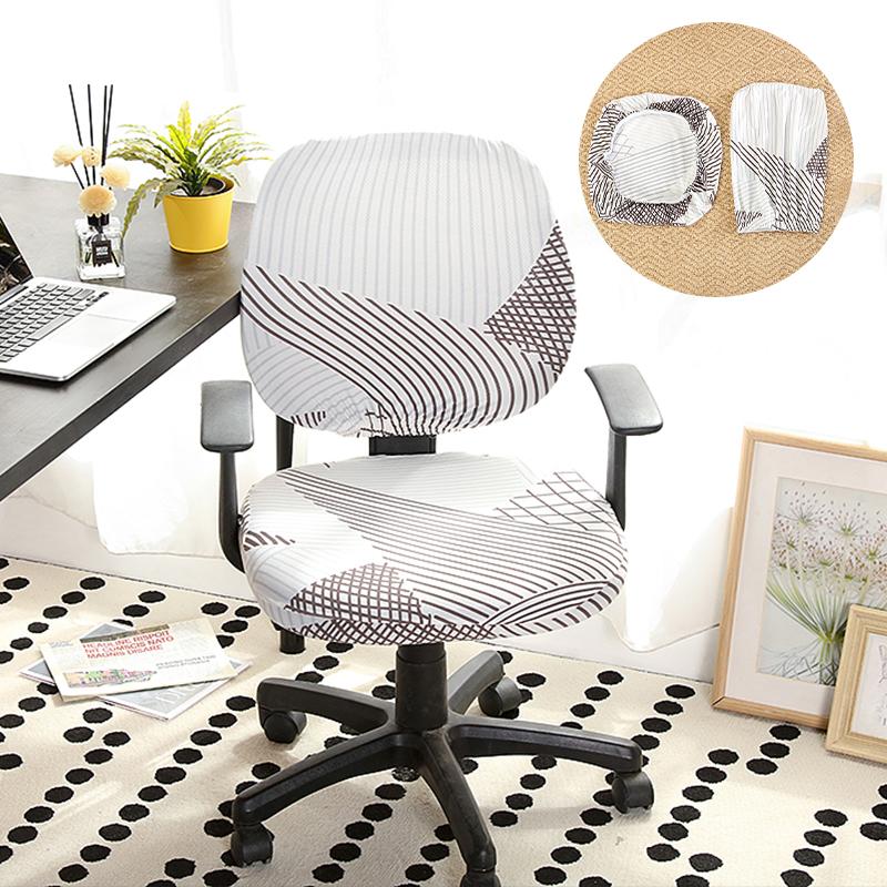 Universal Split Seat Cover Office Chair Cover Stretch Spandex Computer Anti-Dust Armchair Slipcovers Removable Seat Protector