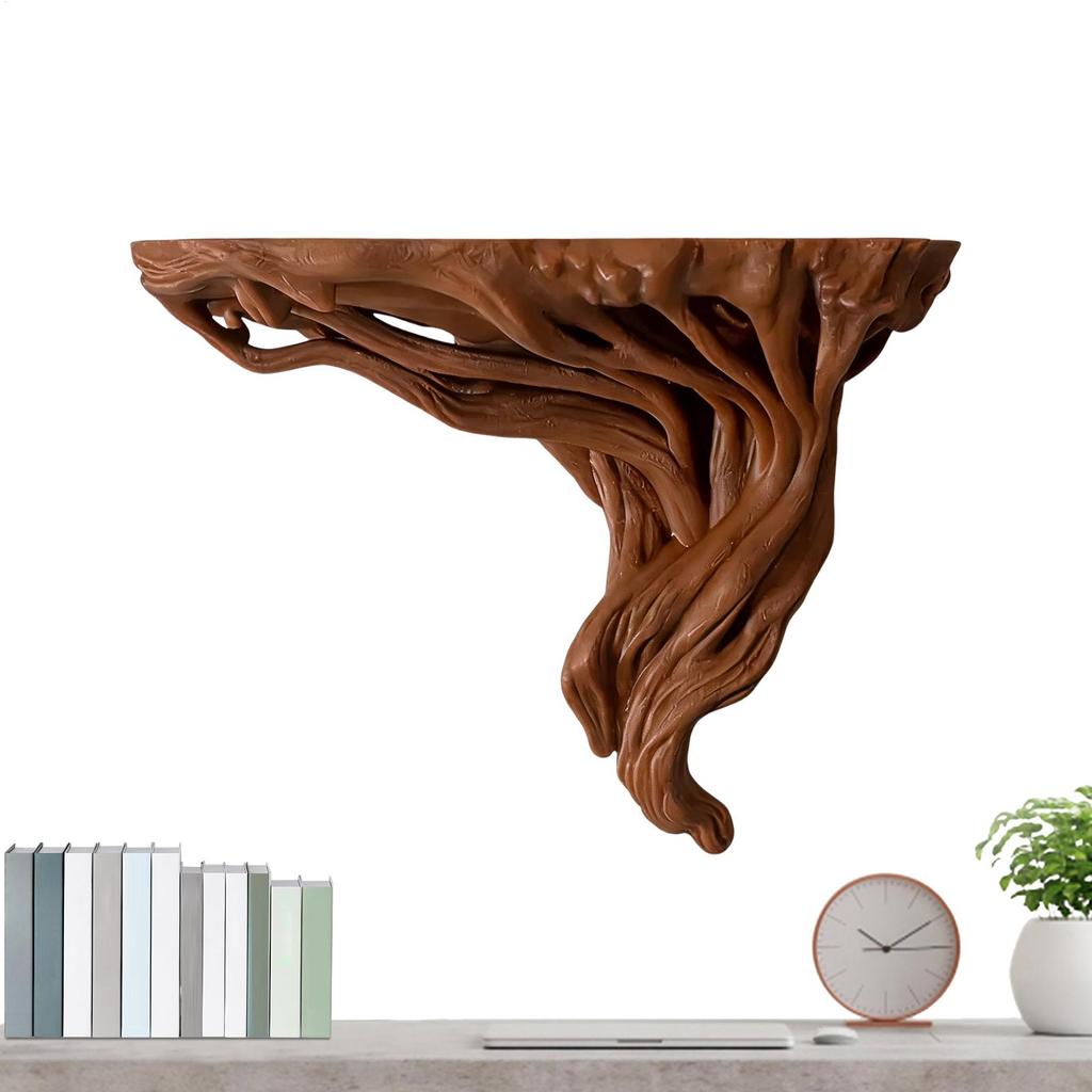 18x8.5x14cm Tree Root Corner Wall Shelves Rustic Natural Branch Display Rack Unique Storage Shelving for Home Decor Books Photos