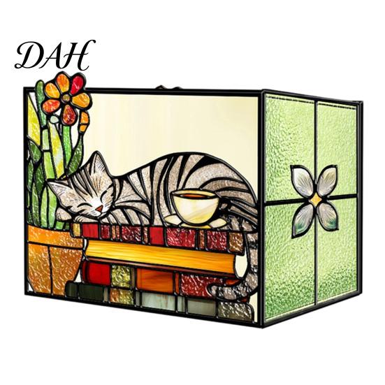 Desktop Pen Holder Stained Glass Style Holder, Unique Acrylic Organizer, 3D Plant Pot Embossed Relief Pattern Planter for Succulents And Office