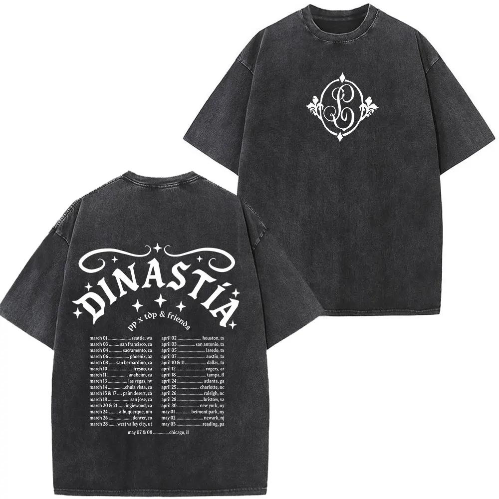 Vintage Washed Tees Peso Pluma Tito Double P Dinastia Album 2026 Print Tees Men Women Fashion Casual Cotton Hip-hop T-shirts