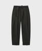 NOIRER Wool Belted Double-Pleated Slouchy Slacks (Brown)