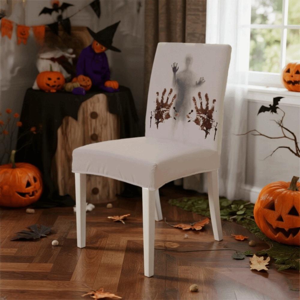 Dust-proof Halloween Chair Covers Vintage Bloody Handprint Chair Cover for Home