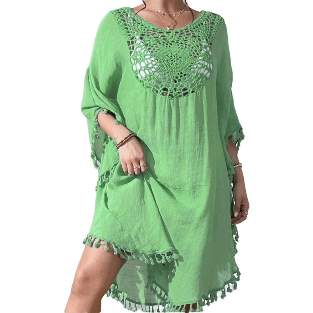 Hollow Out Swimsuit Cover Up Dress Square Neck Beachwear Shirt Fashion Bikini Cover-Ups  for Women