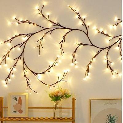 LED Branch Rattan String Lights: Decorative Lighting for Living Room, Bedroom, Holidays, Weddings