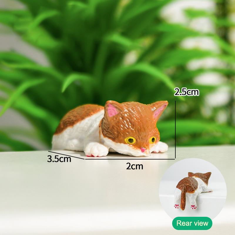 5Pc Car Landscape Cat Ornaments Cute Cartoon Cat Ornament Car Center Console Navigator Screen Sleeping Cat Decoration Miniatures