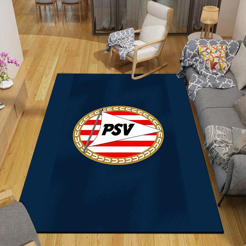 PSV Eindhoven Flannel Pattern Square Carpet,Area Rug,Carpet Rug for Living Room Bedroom Sofa Playroom Decor,Non-slip Floor Mat