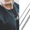 Mens Thin Box Chain Necklace,1/2/3MM Stainless Steel Chain Link Collars Gifts,Male Zircon,18 to 24 Inch