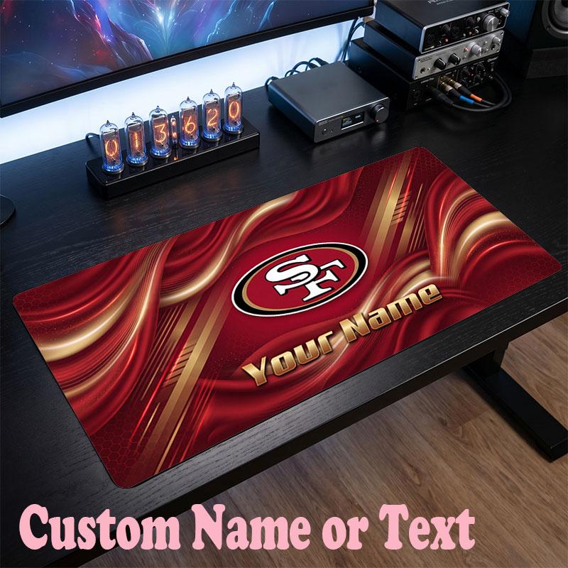 Tappetino Mouse Personalizzato con Nome Testo San Francisco 49ers, Tappetino Mouse Grande per Scrivania Regalo Personalizzato per Ufficio Domestico