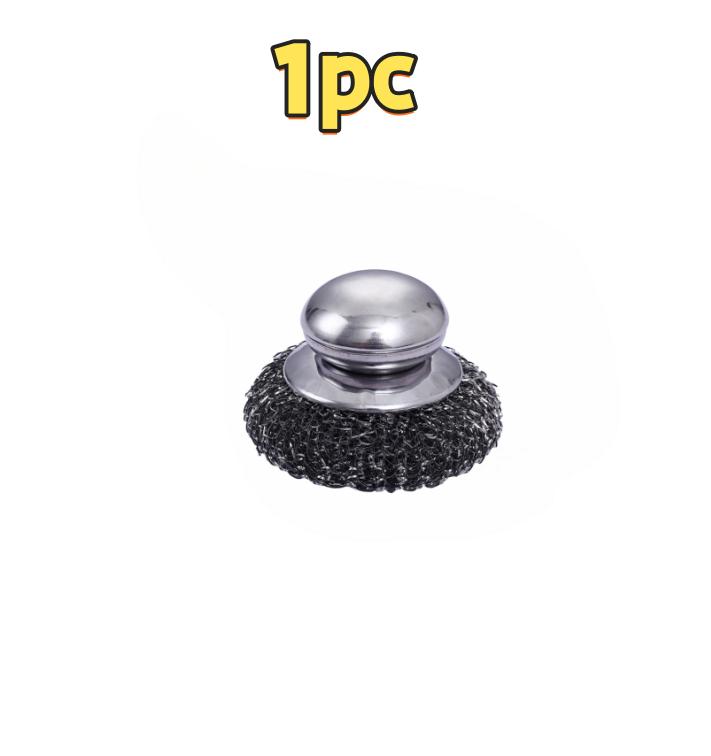Spazzola per pentole in acciaio inossidabile da cucina con manici Spazzola per pentole in metallo resistente con sfera in filo per lavare i piatti Strumento per la pulizia di pentole e padelle in casa