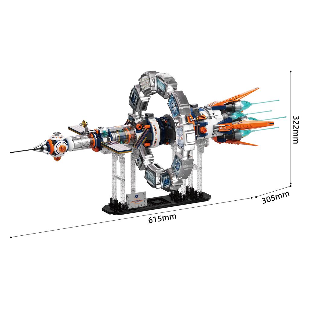 CK028 Aerospace Series Electric Rotating Dawn Star Ring Space Station Building Blocks Set Model Assembly Toy Boy's Birthday Gift