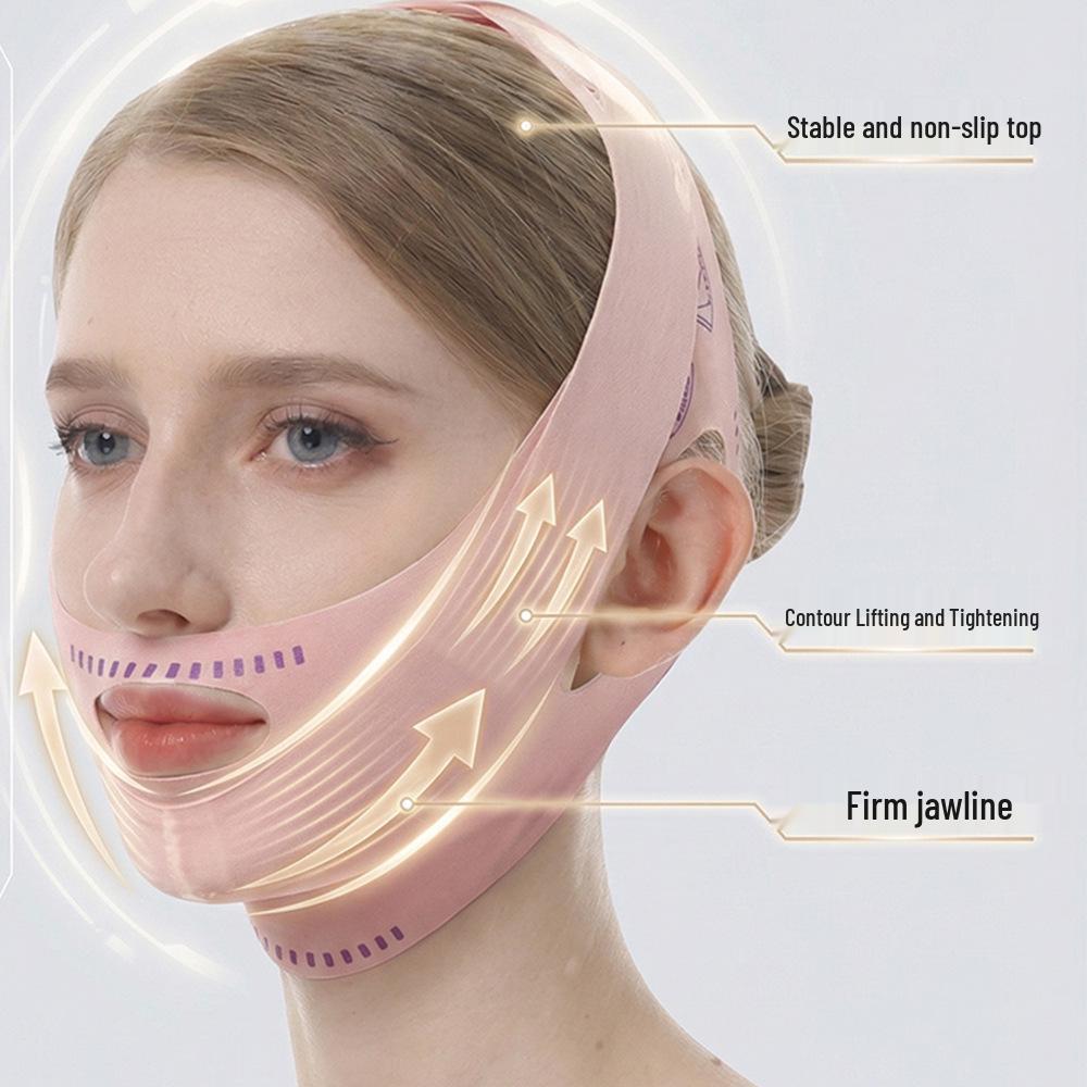 Pink Double Layer Facial Lifting Band – Sculpting Double Chin Mask Artifact