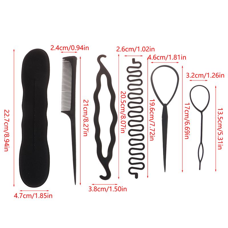 1/2/3/8Pc Black Bump It Up Volume Reusable Hair Fluffy Sponge Hair Base Styling Insert Tool Hair Puff Sponge Clip Hair Bun Maker