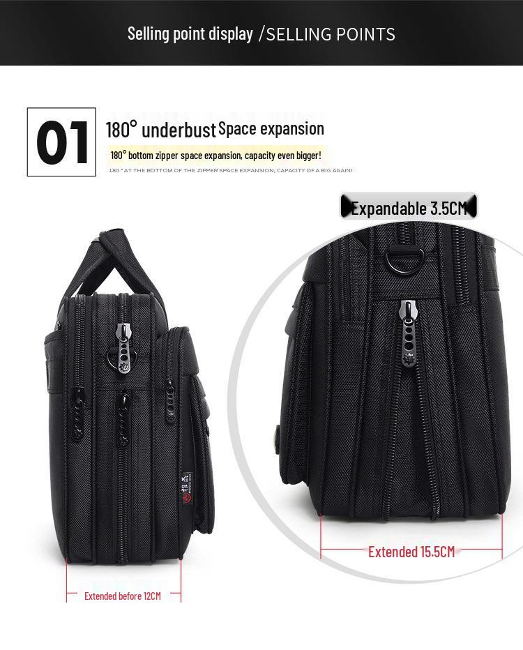 Unisex Water-Resistant Oxford 15.6" Laptop Briefcase - Large Capacity Business Handbag with Shoulder Strap