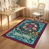 Floral Art Card Theme Soft Crystal Velvet Rug Custom Name & Text Print Non Slip Floor Rug for Bedroom Living Room