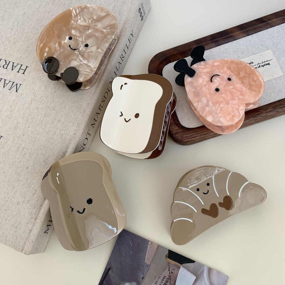 Cartoon Acetic Acid Grab Clip Acetic Acid Croissant Claw Clip Bread Shape Hair Claw  Daily