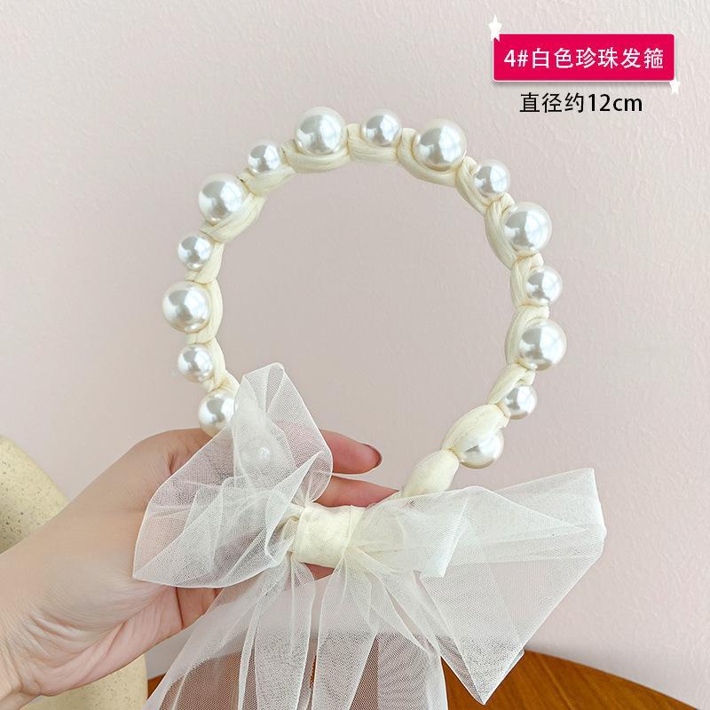 1 Pcs Pearl Hair Headband French Fairy Forest Style Ribbon Hair Accessory Women's Tied Hair Headband New Model