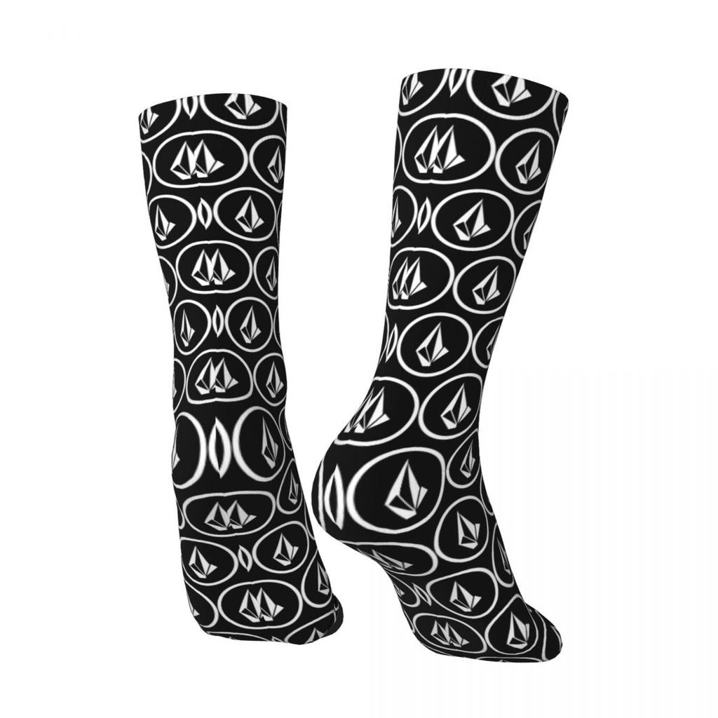 Volcom Logo Socks Diamond Vintage Stockings Unisex Men High Quality Skateboard Socks Autumn Design Anti Slip Socks