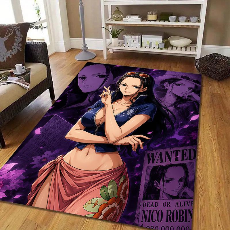 Nico Robin Flannel Pattern Square Carpet,Area Rug,Carpet Rug for Living Room Bedroom Sofa Playroom Decor,Non-slip Floor Mat