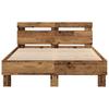 LED Bed Frame with Reclaimed Wood Finish 120 x 190 cm Particleboard