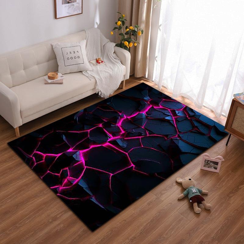 

Modern Black Rug with Pink Cracked Lava Design for Living Room Suitable for use as an anti-slip for living room bedroom sofas 40x60cm( 15x23in )