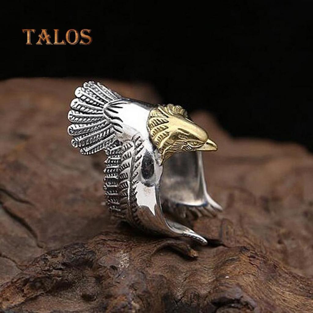 Buy Unique Flying Eagle Biker Ring Cool Punk Men's Animal Vintage Open ...