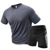 2-Piece Men's Summer Quick drying Sports Suit Breathable Short Sleeved T-shirt Tracksuit Male Sportwear
