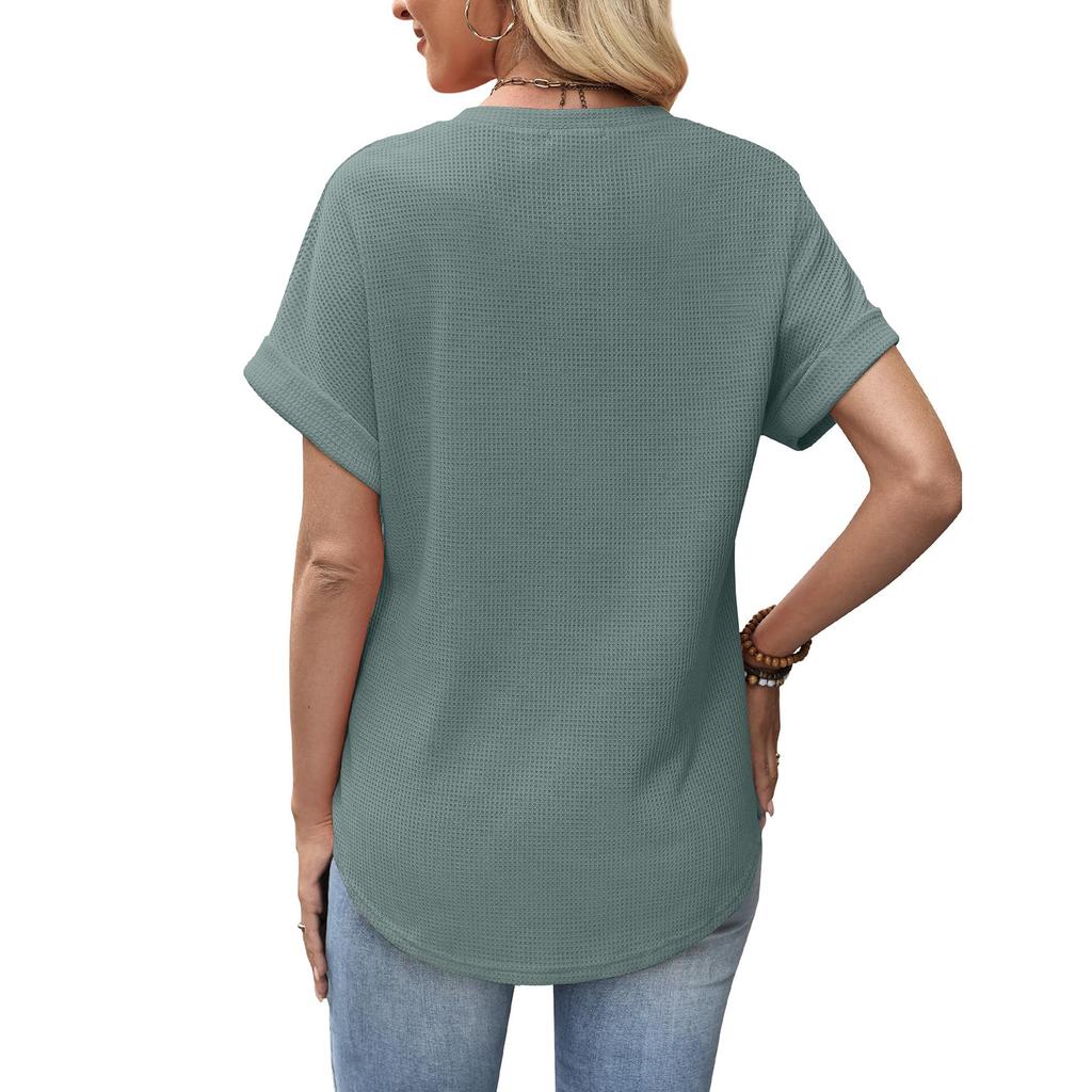 Dames Casual - Geweven Top met Korte Mouwen