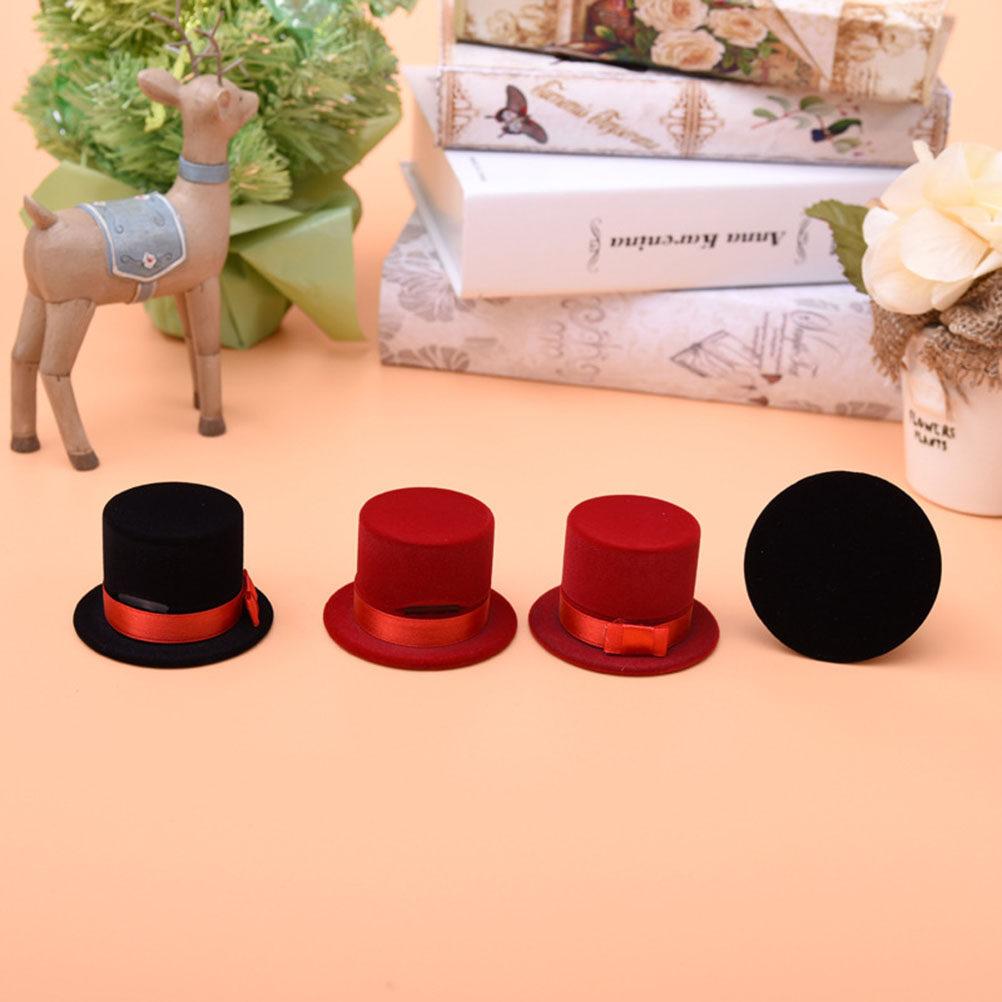 Hat Shaped Ring Box Red Christmas Jewelry Storage Case for Earrings Necklaces Bracelets Pendants Brooches Gift Decoration