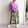 IHUASU Personalized Graffiti Casual 2-piece Satin Printed Long Sleeve Shirt + Skirt